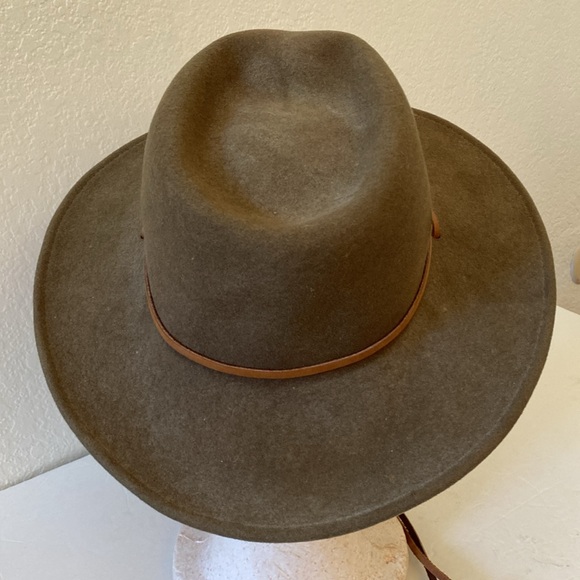 Vintage Tree Eagle Santa Fe Olive Green Wool Cowboy Hat Brown Leather Band & Tie main image 9